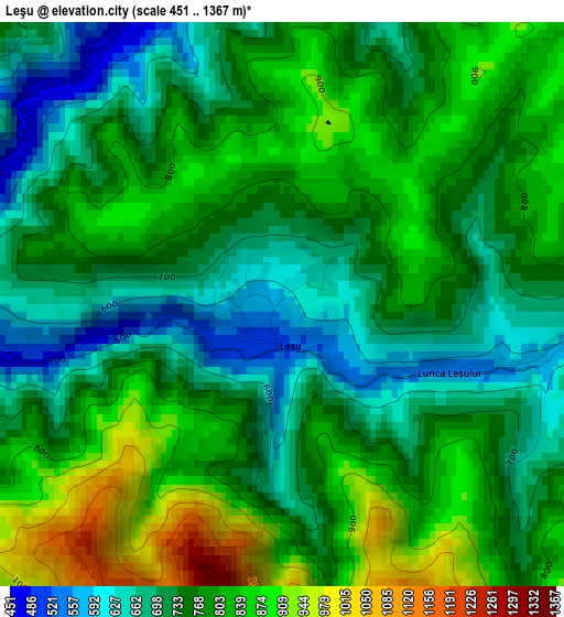 Leşu elevation map