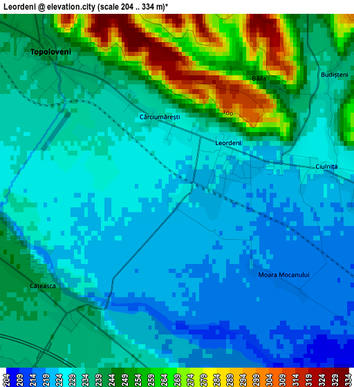 Leordeni elevation map