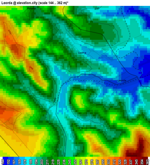 Leorda elevation map