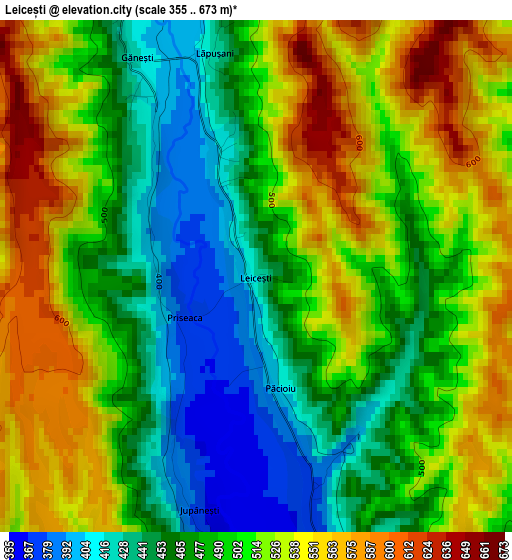 Leicești elevation map