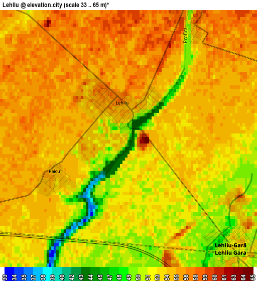 Lehliu elevation map