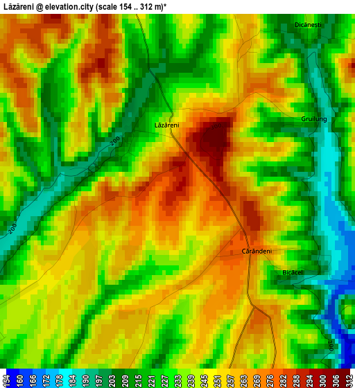 Lăzăreni elevation map