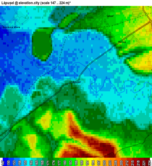 Lăpușel elevation map