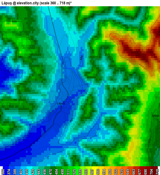 Lăpuş elevation map