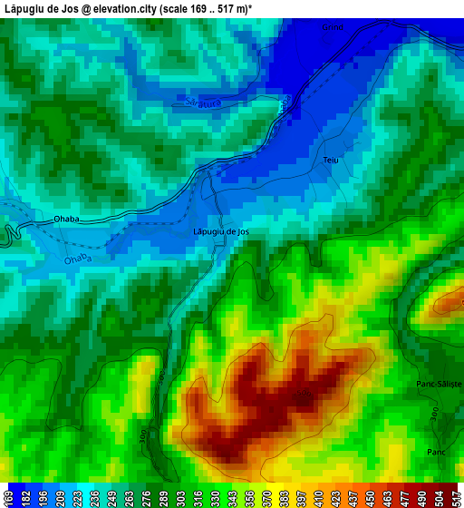 Lăpugiu de Jos elevation map