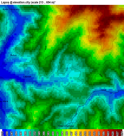 Lapoș elevation map