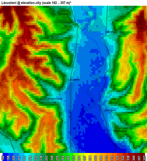 Lăcusteni elevation map