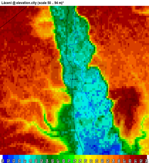 Lăceni elevation map