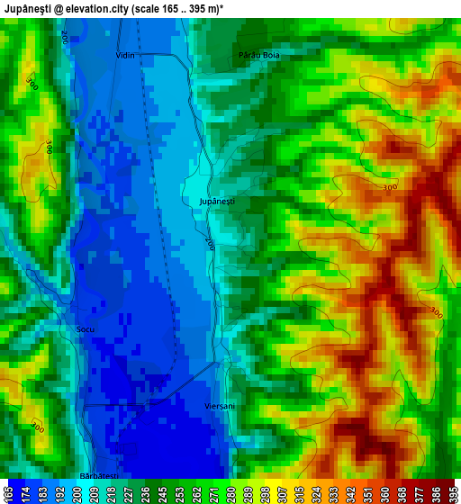 Jupâneşti elevation map