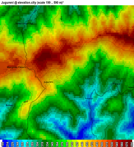 Jugureni elevation map