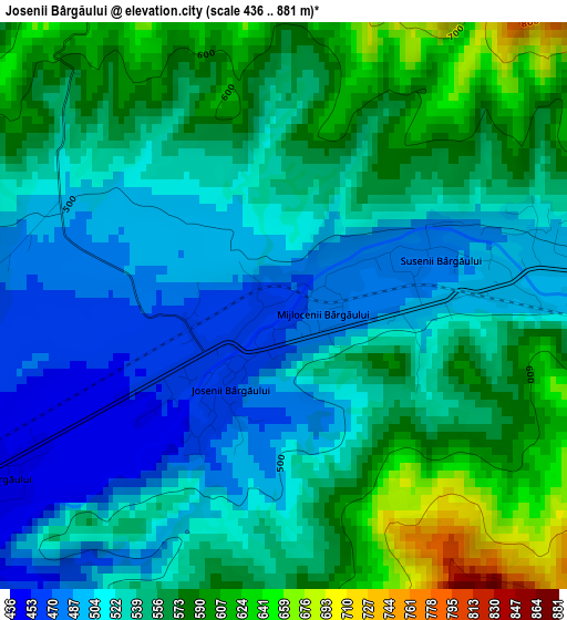 Josenii Bârgăului elevation map