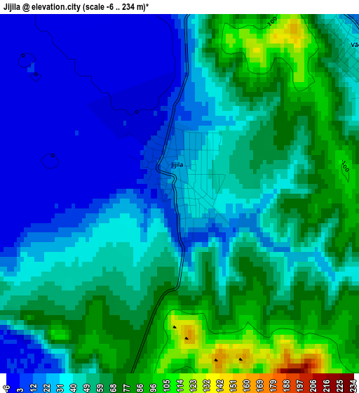 Jijila elevation map