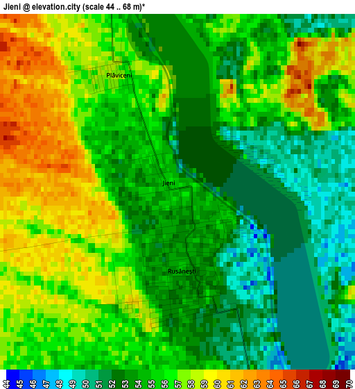 Jieni elevation map