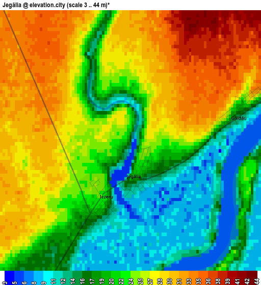 Jegălia elevation map