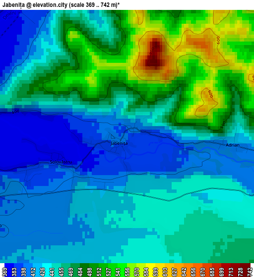 Jabenița elevation map