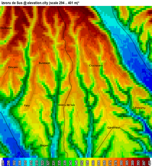 Izvoru de Sus elevation map