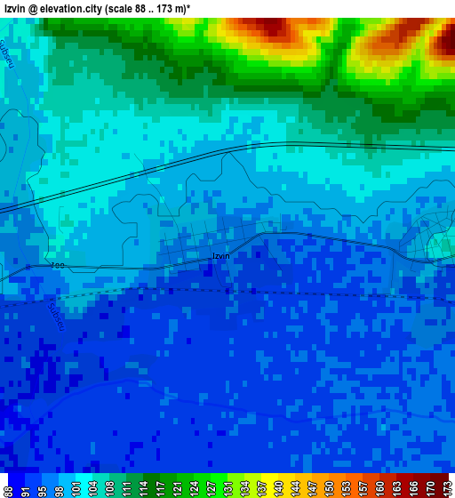 Izvin elevation map