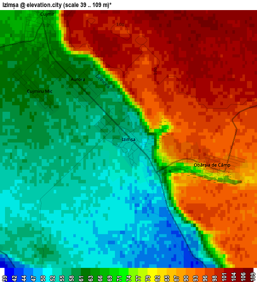 Izimșa elevation map