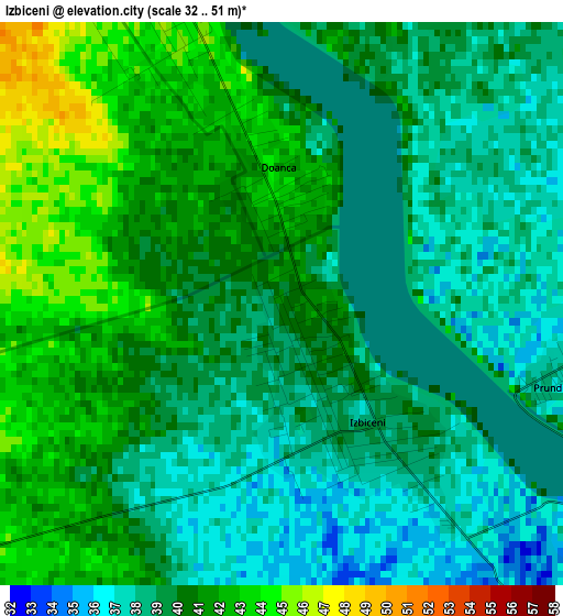 Izbiceni elevation map