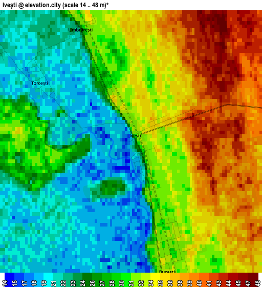 Iveşti elevation map