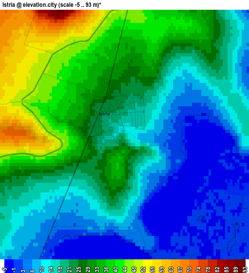 Istria elevation map