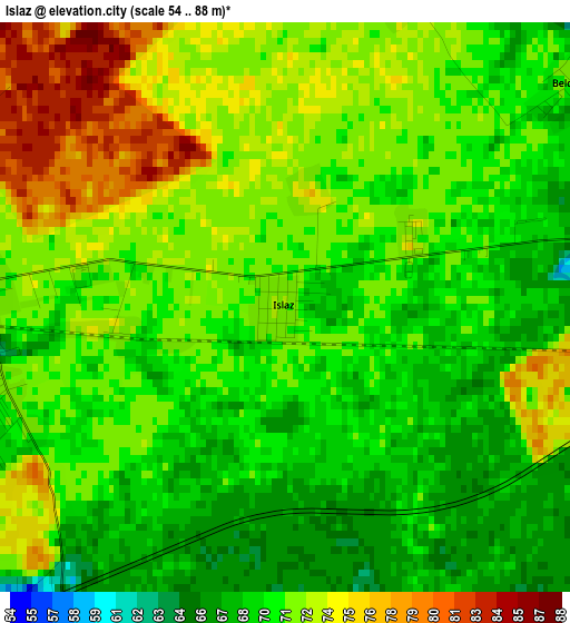 Islaz elevation map