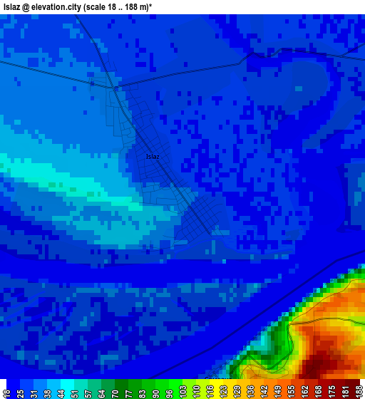 Islaz elevation map