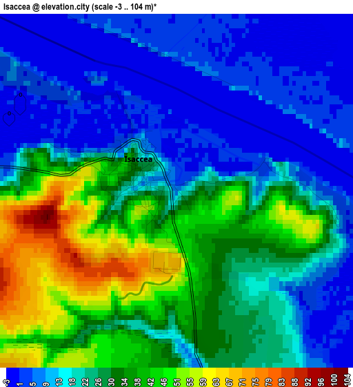 Isaccea elevation map