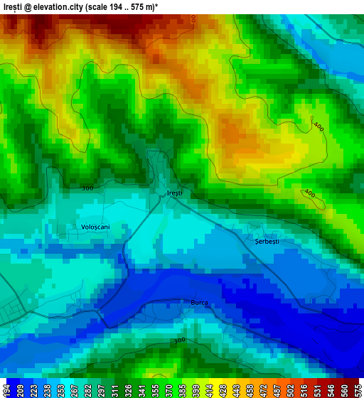 Irești elevation map