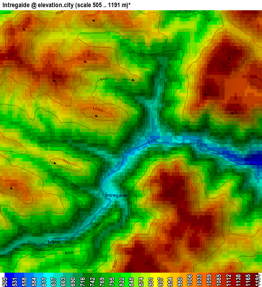 Intregalde elevation map