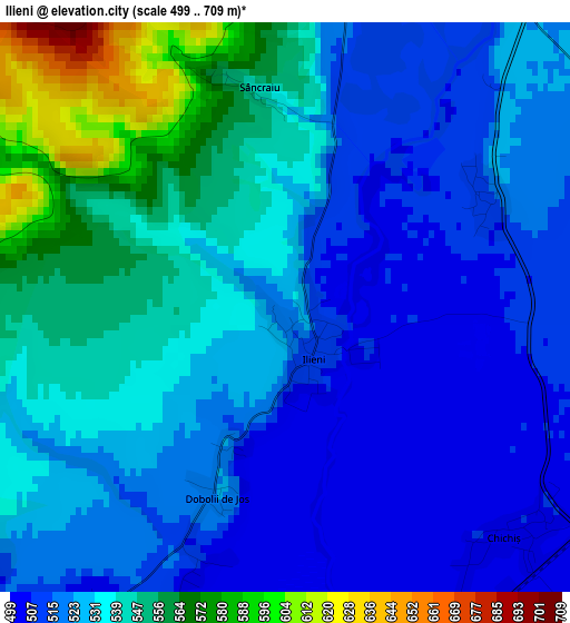 Ilieni elevation map