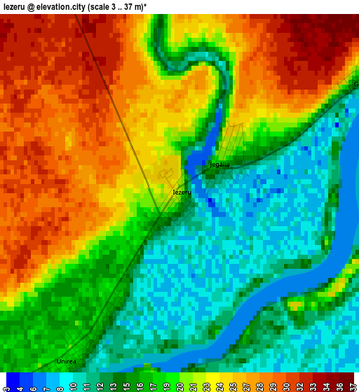 Iezeru elevation map