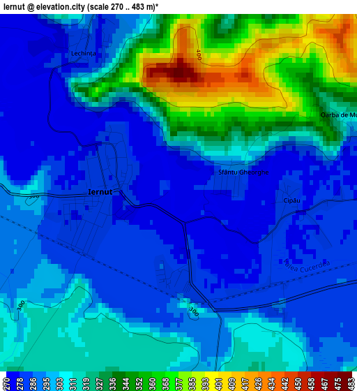 Iernut elevation map