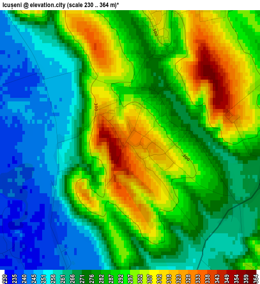 Icușeni elevation map