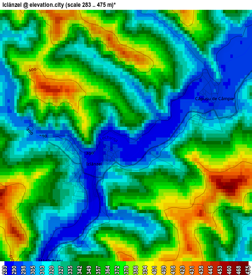 Iclănzel elevation map