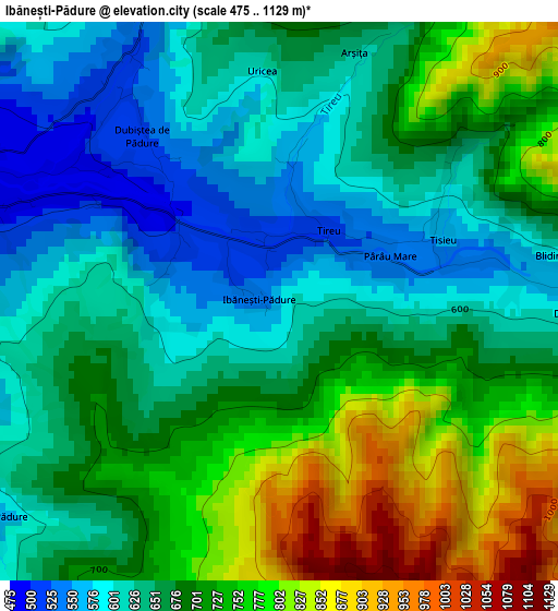 Ibănești-Pădure elevation map