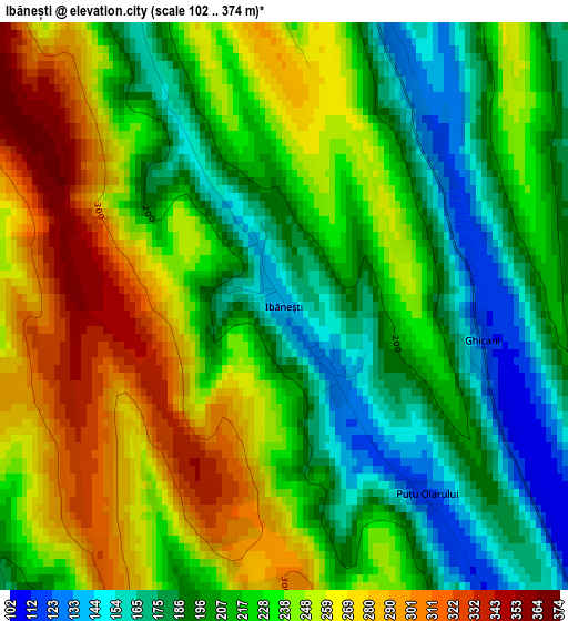 Ibănești elevation map