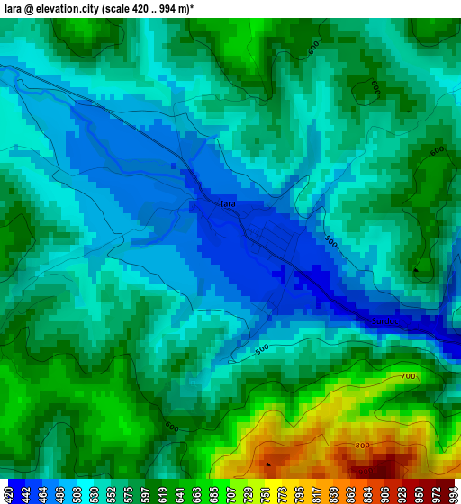 Iara elevation map