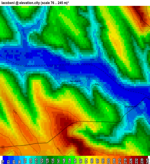 Iacobeni elevation map