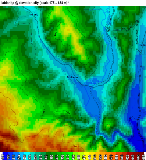 Iablaniţa elevation map