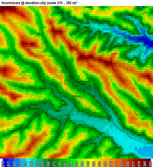 Husnicioara elevation map