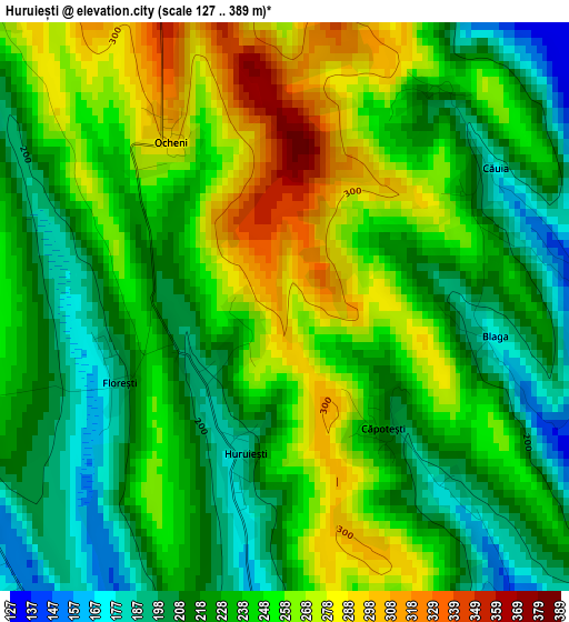 Huruiești elevation map