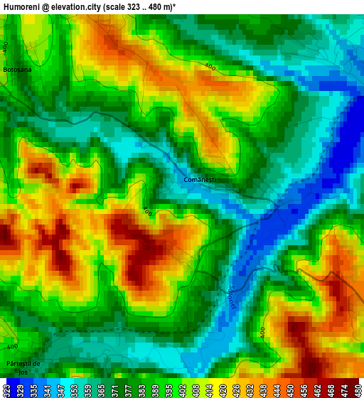 Humoreni elevation map