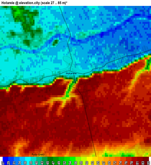 Hotarele elevation map