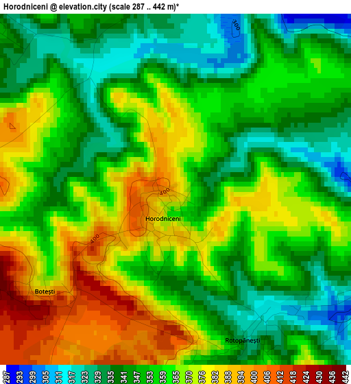 Horodniceni elevation map