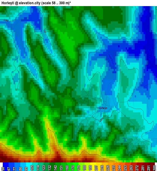 Horleşti elevation map