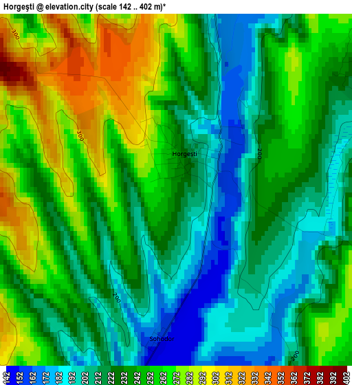 Horgeşti elevation map