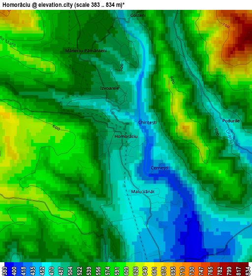 Homorâciu elevation map