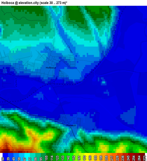 Holboca elevation map