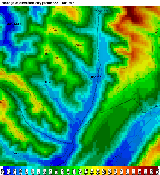 Hodoşa elevation map